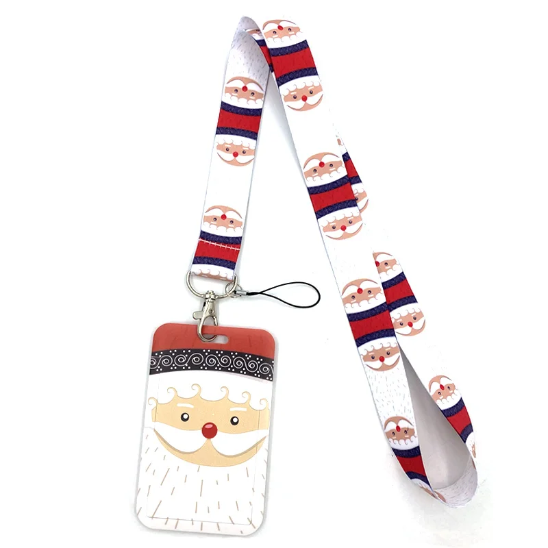 

Father Christmas Lanyard Keys Phone Holder Funny Neck Strap With Keyring ID Card DIY Animal webbings ribbons Hang Rope Gifts