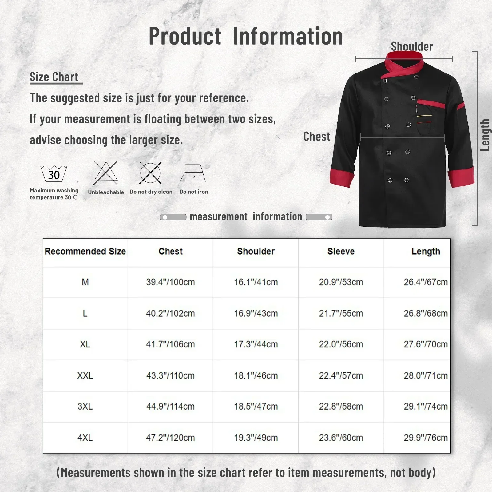 

Professional Coat Work Overall Long Cooking Waiter Sleeve Women Chef Restaurant Clothes Uniform Jackets Kitchen Men