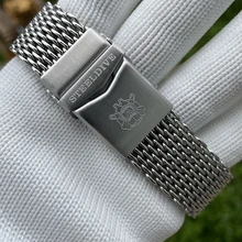  SK001 New Arrrival 22MM Silver Color Stainless Steel Shark Mesh Band with Folding Buckle with Safety for Steeldive Watches 