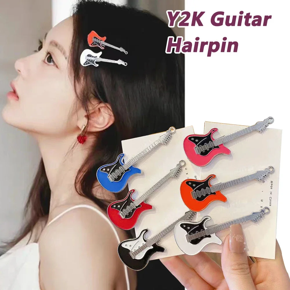 Fashion Guitar Metal Hairpins Popular Y2K Musical Instrument Hair Clips For Women Girls Barrettes Hair Accessories Jewelry large size clip applicator hem o lok clips laparoscopic instrument clip applicator