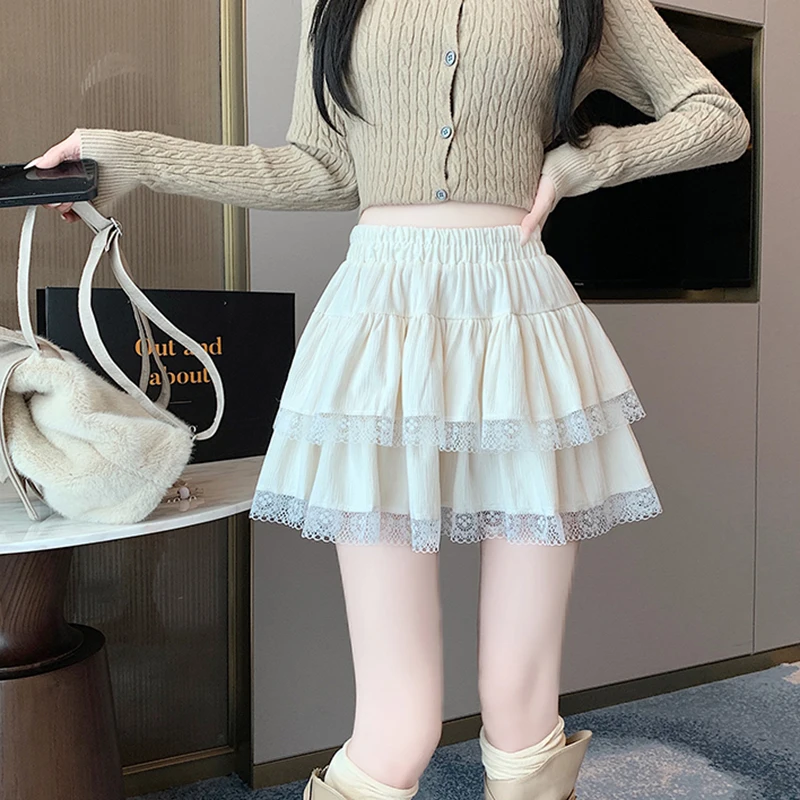 y2k Mini Skirt Women Coquette Clothes Lolita Fairycore High Elastic Tiered Ruffle Skirts Goth Lolita Skirts Streetwear