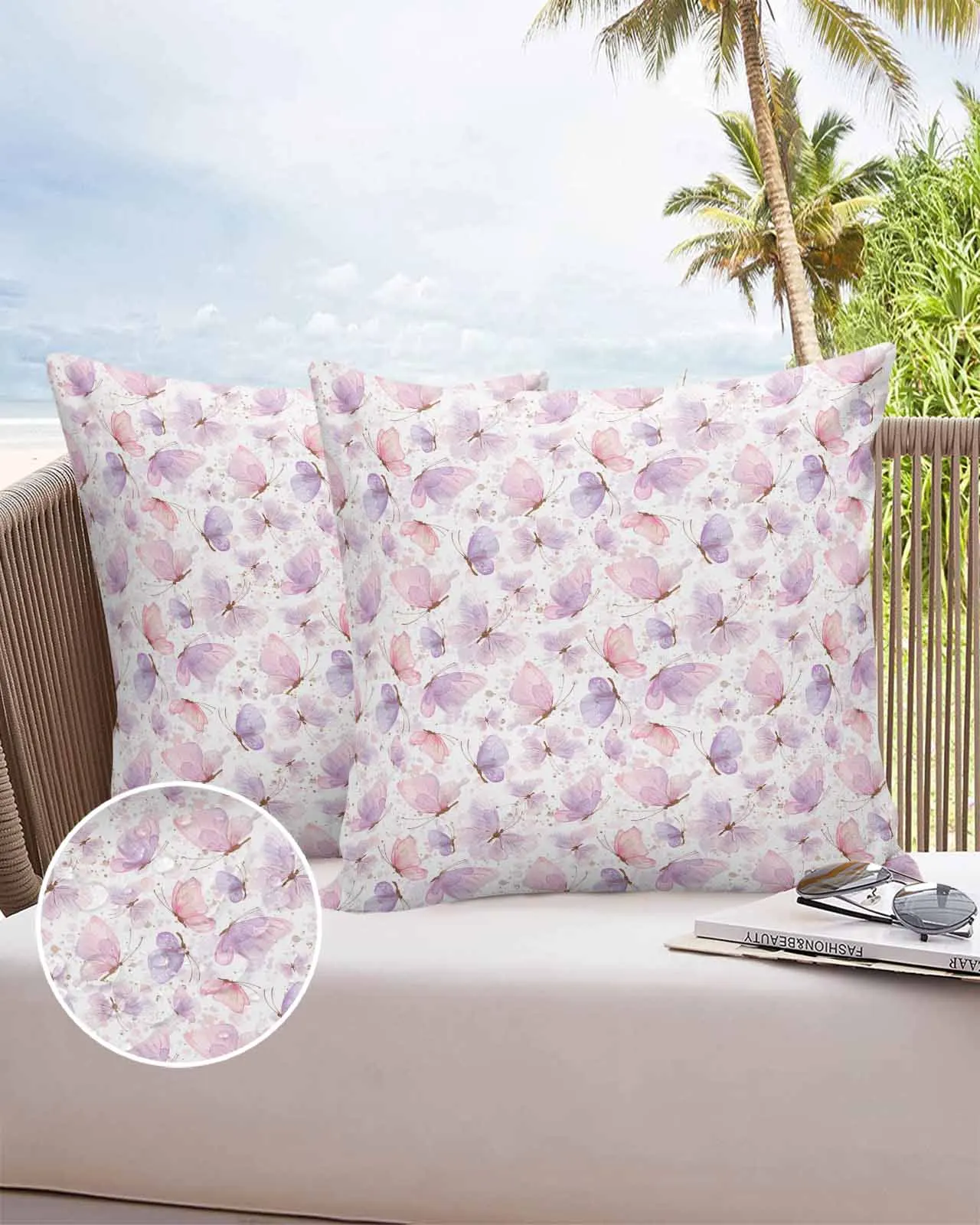 

2/4 Pcs Spring Butterfly Watercolor Waterproof Pillowcase Office Sofa Throw Pillow Case Car Cushion Cover Home Decor