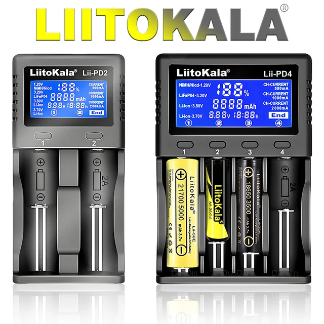 Liitokala Lii-PD4 Lii-PD2 18650 Battery Charger for 1.2V 3.7V NiMH 26650 21700 18350 18500 14500 AA AAA LiFePO4 Batteries 1