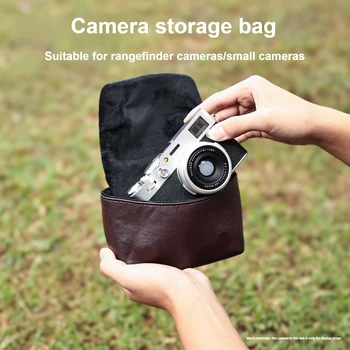 Borsa per Fotocamera per Fuji Mirrorless, Ricoh, Sony, Fotocamera Digitale CCD, Borsa a Tracolla in Pelle Morbida Nera per Fotocamera