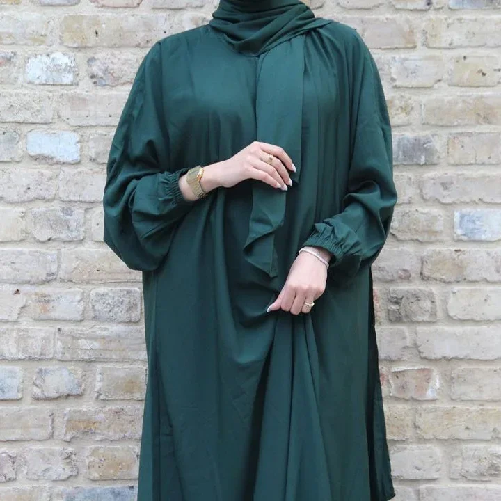 Abaya with Hood Hijab Ramadan Eid Long Prayer Dress for Muslim Women Nida Loose Jilbab Islam Abayas Dubai Modest Robe Djellaba