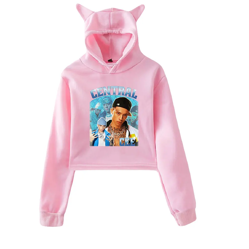 

Central Cee Hoodie Sweatshirts Crop top Hoodie Pullovers Printing Singer for Girls Cat Ear Youth Streetwear Clothes Casual