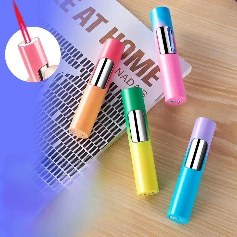 Butane Gas Lighter Cigarette Lighter Portable Luminous Torch Lighter Gas Jet Windproof Cigarette Cigar Lighter Refill Butane Pen Spray Gun Metal Man Gift