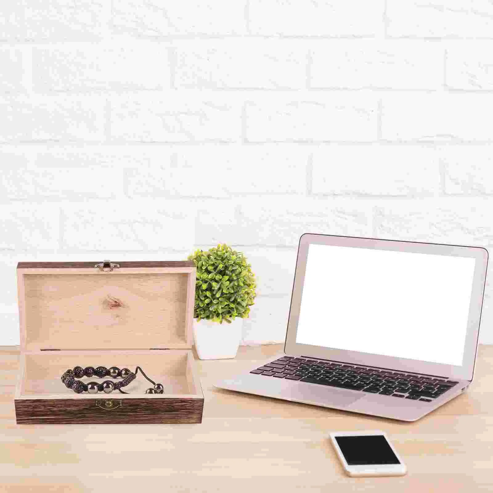 

2pcs Wooden Storage Boxes with Hinged Lid and Clasp Unfinished Wood Jewelry Box Vintage Keepsake Box for Crafts Hobbies and