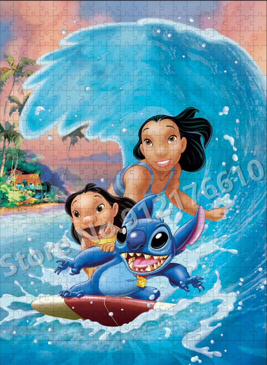 35/300/500/1000 pçs disney lilo & stitch quebra-cabeça dos