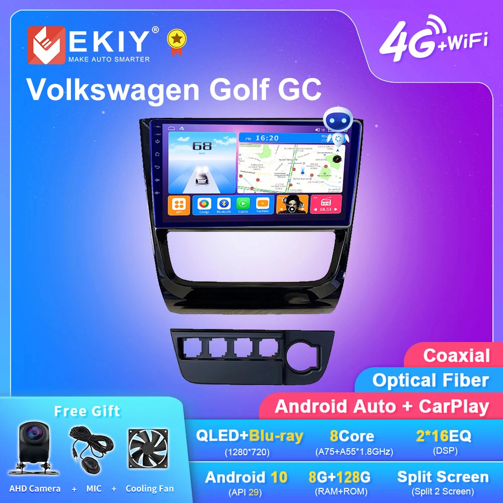 

EKIY T7 Android 10 Car Radio For Volkswagen Golf GC AI Voice Stereo Multimedia Video Player Navigation Carplay Auto No 2din DVD