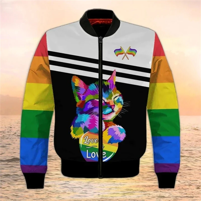 Nueva chaqueta bomber con estampado lésbico Lgbt para hombre y mujer, chaqueta bomber para hombre y mujer, abrigo de manga larga con bolsillos y cremallera, chaquetas de primavera