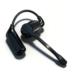Compact Open - Ear Wireless Bluetooth Headset with Detachable Mic and HD HiFi Stereo Sound (Black)