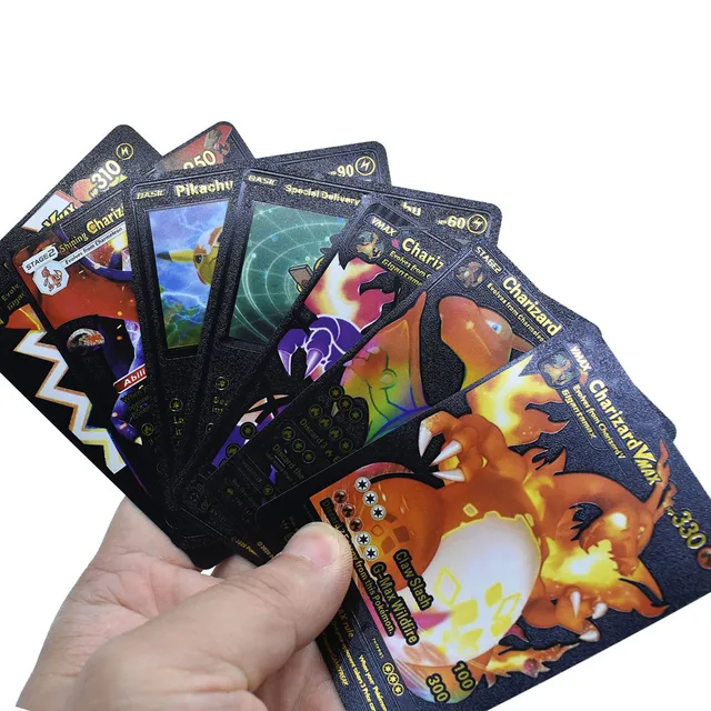Pokemon Card Metal Gold Vmax GX Energy Card Charizard Pikachu Rare Collection Battle Trainer Card Child Toys Gift French Spanish 5