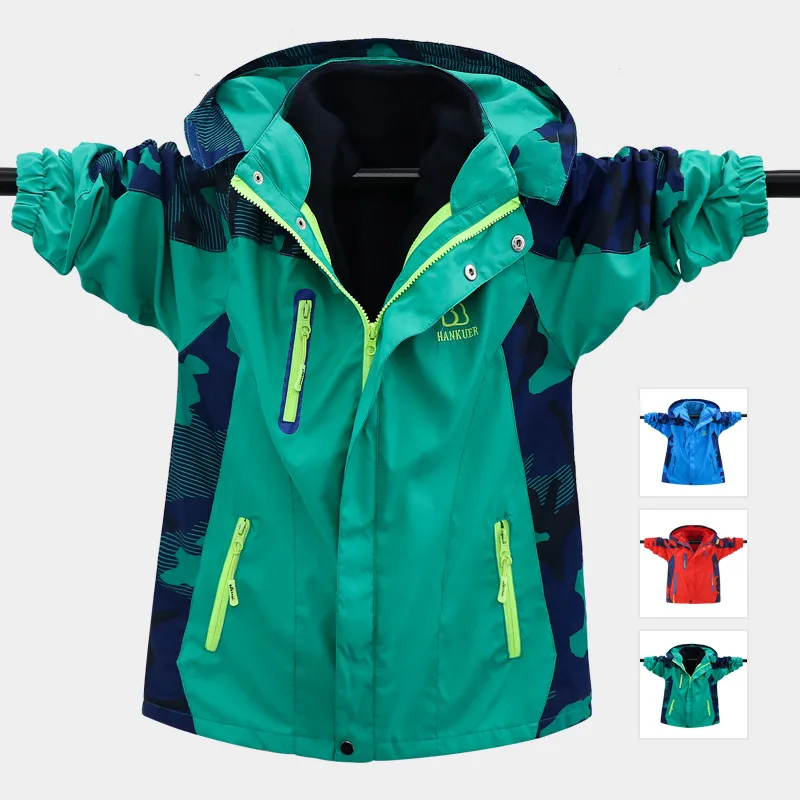 Boys' Spring and Autumn Jacket New Children's Fleece Thickened Jacket Removable Three-in-One Autumn Clothing