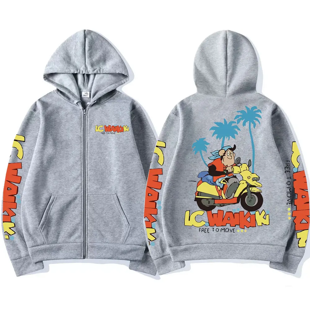 Lc Waikiki Monkey Zipper Hoodie Men Women Brand Oversized Streetwear Sweatshirt Men's Funny Monkey Riding A Donkey Zip Hoodies