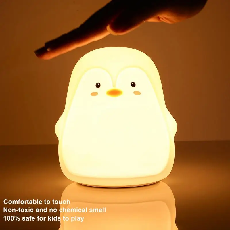 

Cute penguin Night Light Touch LED Bedside Lights For Bedroom Cute Multicolor Lamps Rechargeable Silicone Night Light