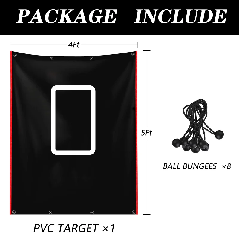 5'x6' Baseball Pitching & Batting Target Backstop - Heavy Duty Vinyl Strike Zone Practice Net