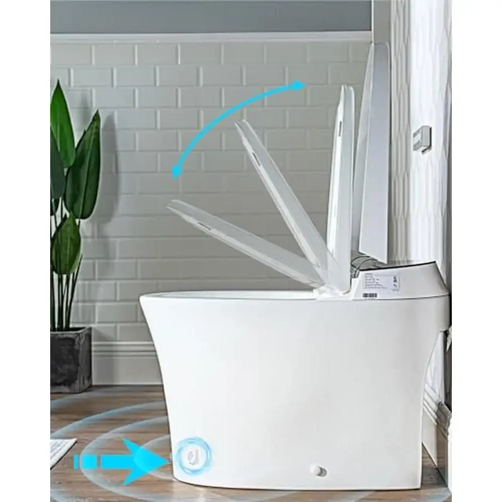 Smart Toilet Bidet Combo Remote Control LED Display Radar Detection Foot Sensor Warm Water Heated Seat Steel Nozzles Massage