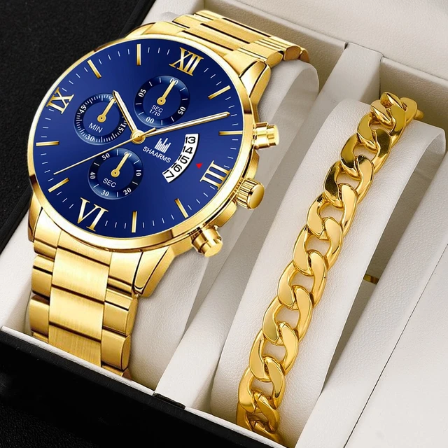 Mens Fashion Business Quartz Watch Fashion Fake Three Eye Six Pin