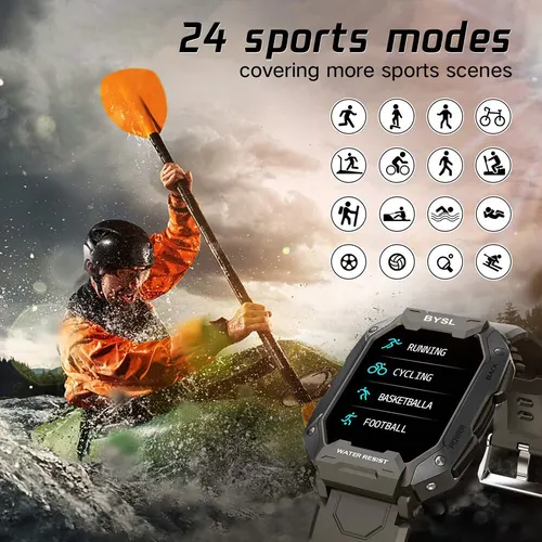 BYSL S20 남성용 스마트 워치, 1.69 인치 HD 스크린, 블루투스 통화, 스포츠 피트니스, 5ATM 방수 트래커, 수면 모니터 스마트 워치 5