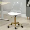 Acrylic Clear Desk Chair, Modern Small Cute Armless Vanity Rolling Plastic Chair Home Office Lucite Ghost Chairs Cushion Padded 1
