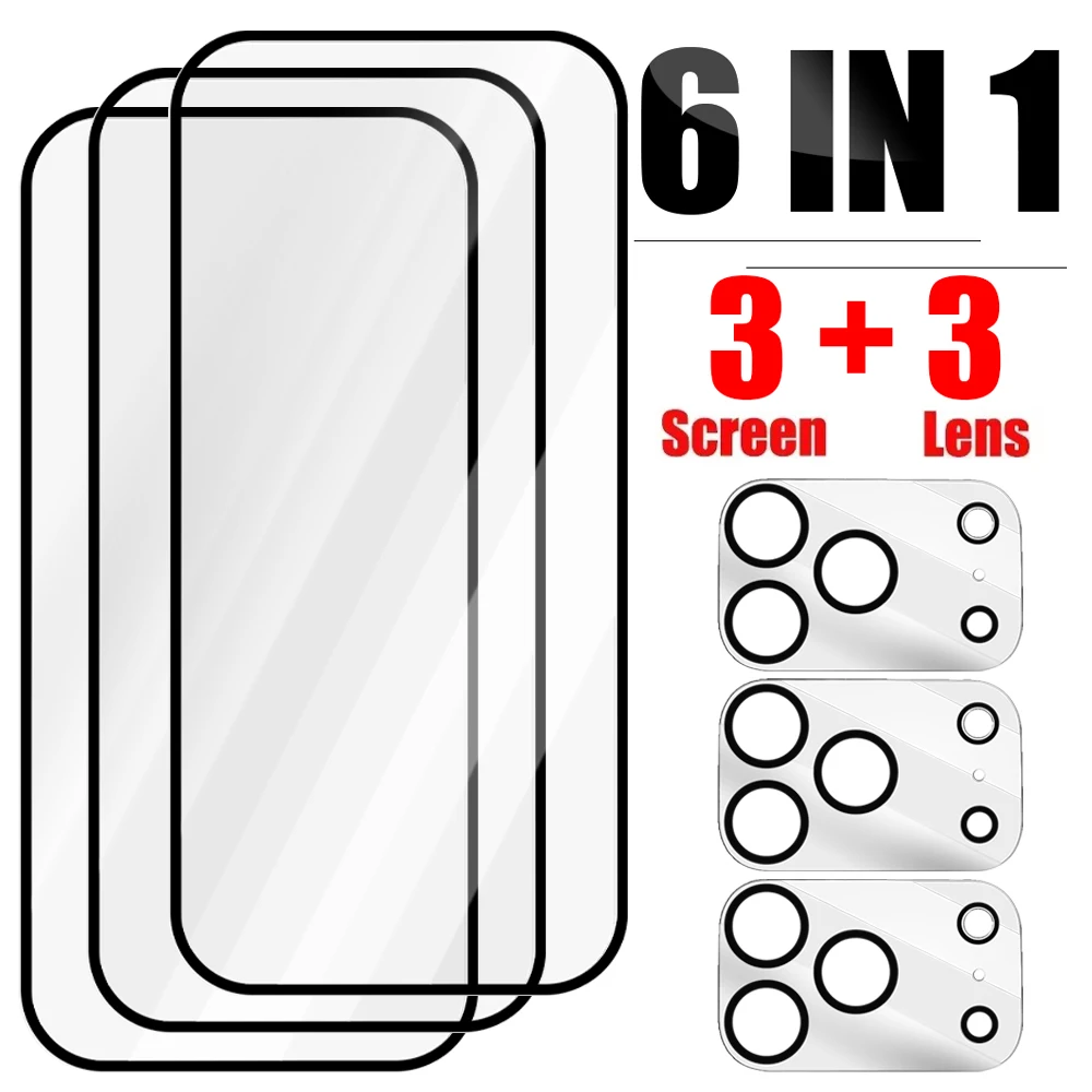 6-in-1 Tempered Glass Screen and Lens Protector with 9H Hardness