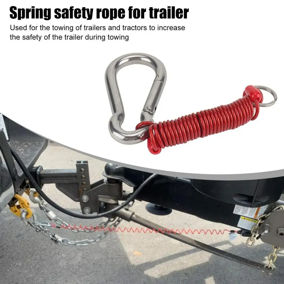 Cavo Di Sicurezza Per Rimorchio Gosknor 1,83m A Spirale Con Distacco A Molla – Rosso, Gomma TPU E Acciaio Intrecciato - 3