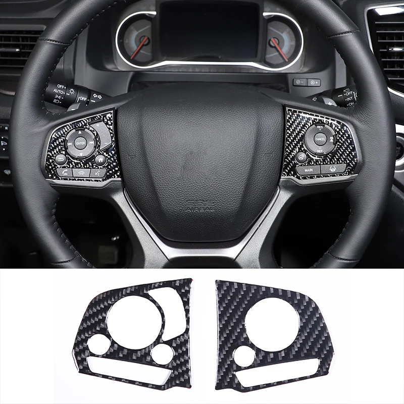 

For 2015-2019 Honda Pilot Soft Carbon Fiber Car Steering Wheel Button Frame Sticker Car Interior Protection Accessories