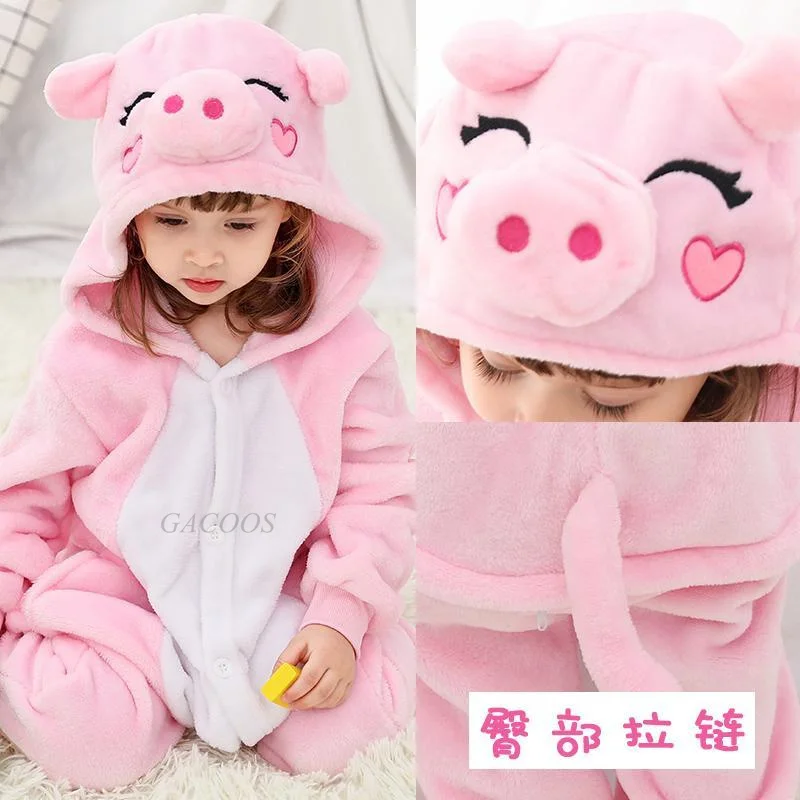 Kids Pajamas Animal Wolf Flannel for Winter Girls Boys