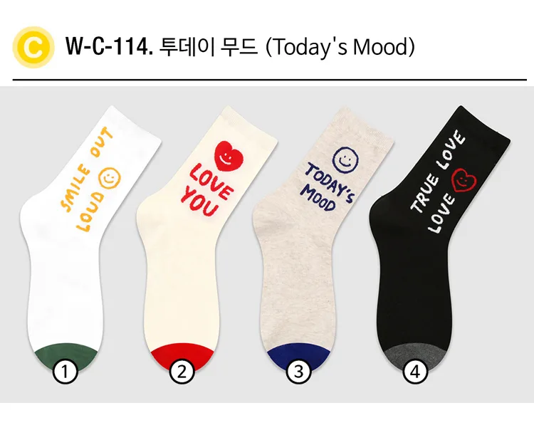 hue socks New Spring Autumn Women Short Sock Simple Letters Smiley Middle Tube Cotton Socks wool socks women