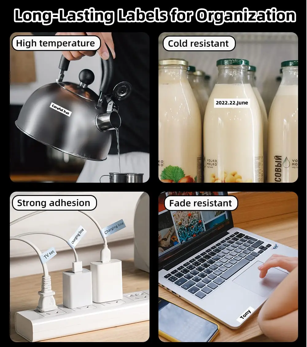 Phomemo P12 P12Pro 라벨 메이커 테이프 교체 DYMO 라벨 메이커 Pastic 테이프 교체 DYMO Letra Tag 100H LT-100T LT110T