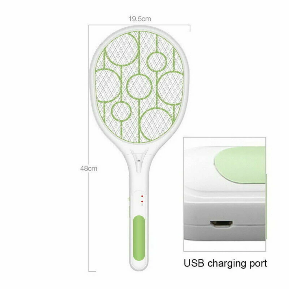 Description Picture 5 of item1/2/3PCS Mosquito Swatter Killer Led Light Tennis Bat Hand-Held Racket Rechargeable Electric Fly Insect Racket Zapper Killer New