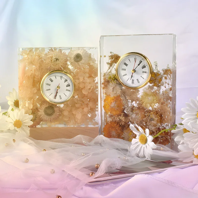 Hexagon Arch Heart Shape Clock Ornament Silicone Mold Geometric Bookend Crystal Epoxy Resin Mould DIY Home Table Decoration