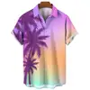 Beach Leisure Vacation Hawaiian Coconut Tree Print Tops Men's Short-sleeved Shirts Summer Fashion Oversized Tops SIZE S-5XL 2
