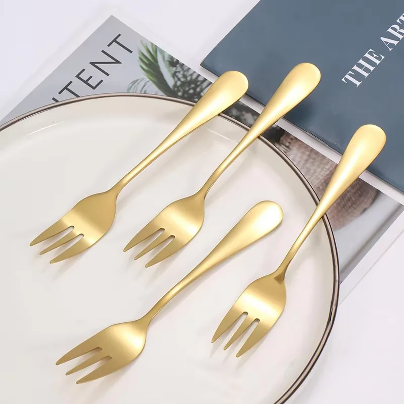 Stainless steel Dessert Fork 6pcs suitable for entertaining guests at home Fruit Fork Birthday Cake Silver Tableware cutlery set western style cutlery set picnic cutlery set stainless steel cutlery set