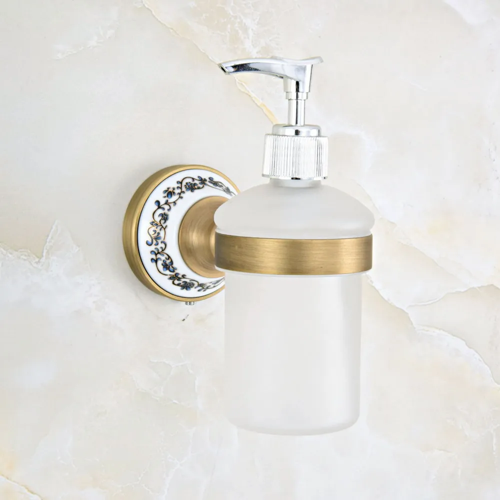 Antique Brass Ceramic Base Wall Mounted Bathroom Accessories Set Bath Hardware Towel Bar azh134