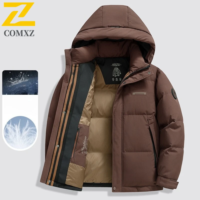COMXZ Fashion Bread Jacket Loose Hooded Cold Proof Snow Traveling Ski Padded Jacket Streetwear Warm Winter Jacket Men's Clothing