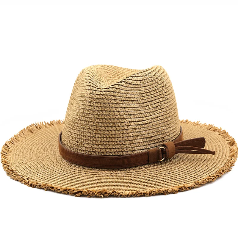 

Spring Summer Straw Hat New Ladies Classic Jazz Top Hat Men Retro Sun Hat Breathable Panama Hat Seaside gentleman Girl Beach Hat