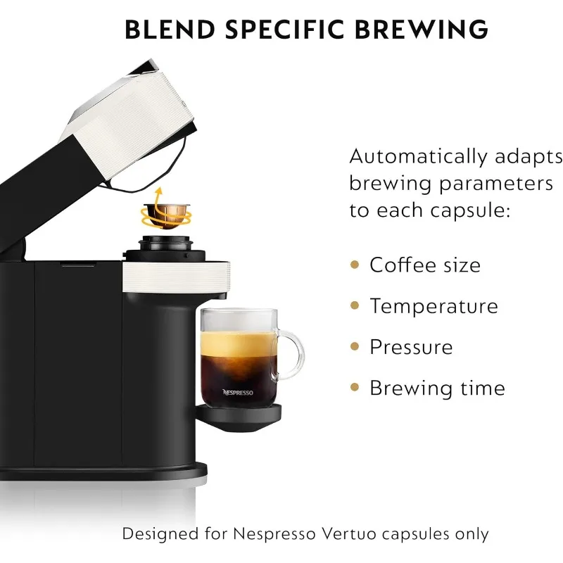 Nespresso Vertuo Next Coffee and Espresso Maker by De'Longhi with Aeroccino Milk Frother, White 4