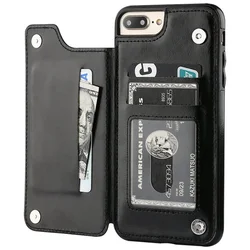 Vintage Leather Card Holder Flip Wallet Case - iPhone 5 5 S SE (Black)