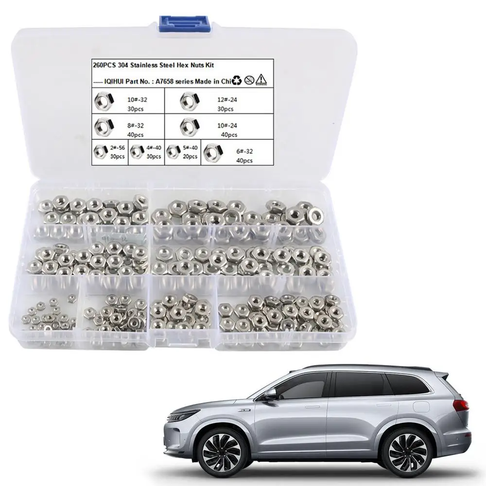 Hex Nuts Kit Coarse Thread Hexagon Nut Hex Hardware Nuts Hardware Hexagon Nut Heavy Duty Replacement Nut For Home Mechanism &