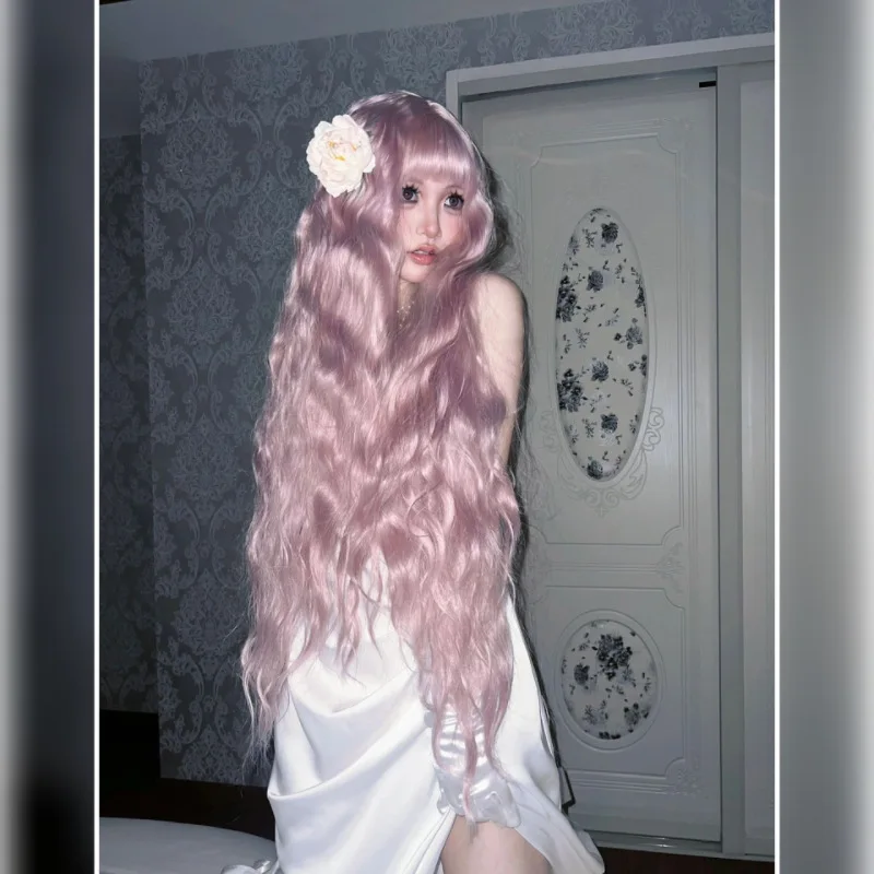Generic Pink Long Curly Heat-Resistant Synthetic Wig for Cosplay Events