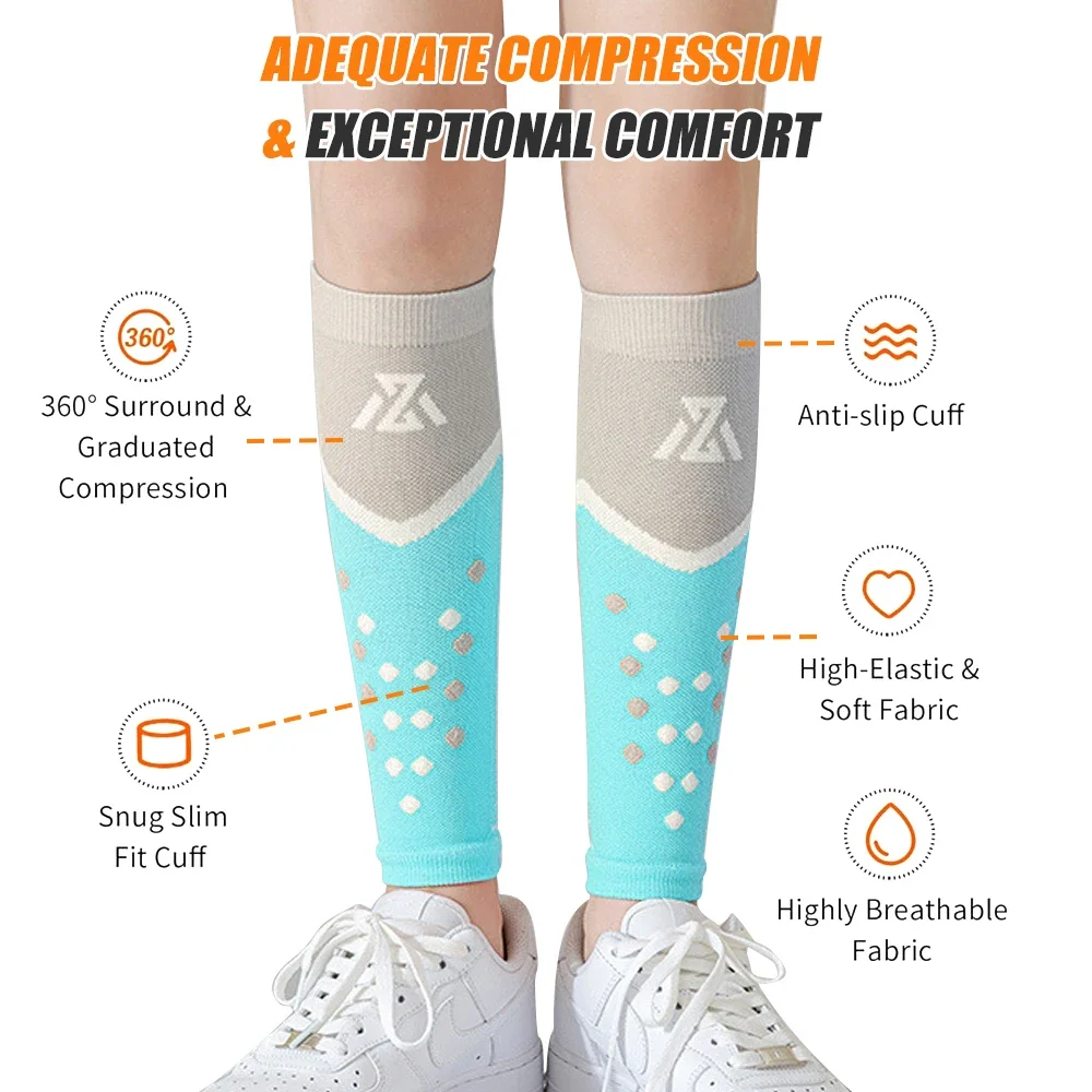 1 paio di maniche a compressione per polpacci per uomo donna - Calzini a compressione per gambe, calzini a compressione senza piedi per stecca tibia e vene varicose - immagine 3