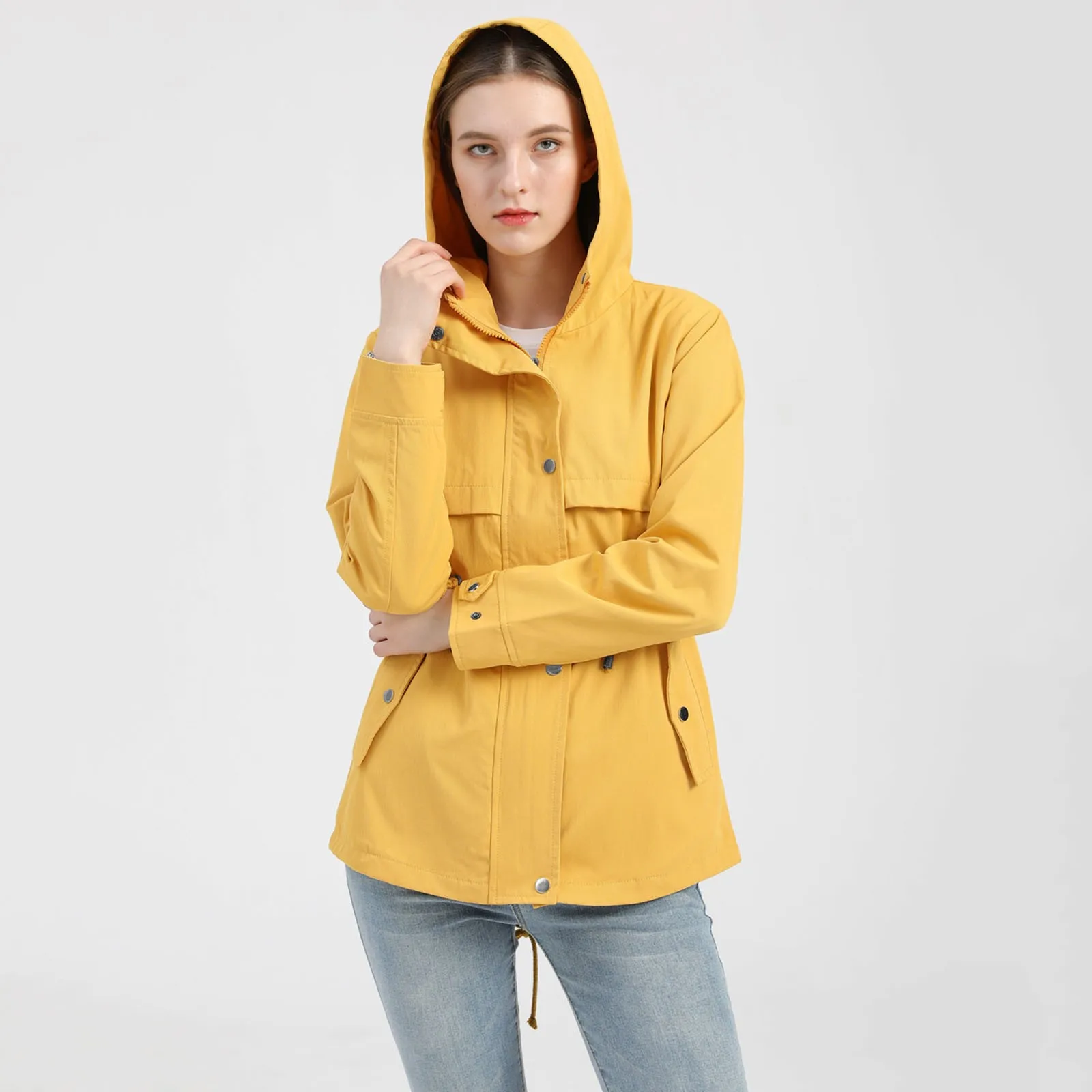 Winter Jacket Cotton Warm Puffer Coat Women Simple Casual Parkas With Lining Plush Hooded Trench Outwear Women's Clothes