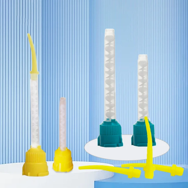 Dental Impression Mixing Tips Yellow 1:1 Intraoral Tip Disposable Silicone Rubber Mixing Head Mixing Tube Dentistry Materials