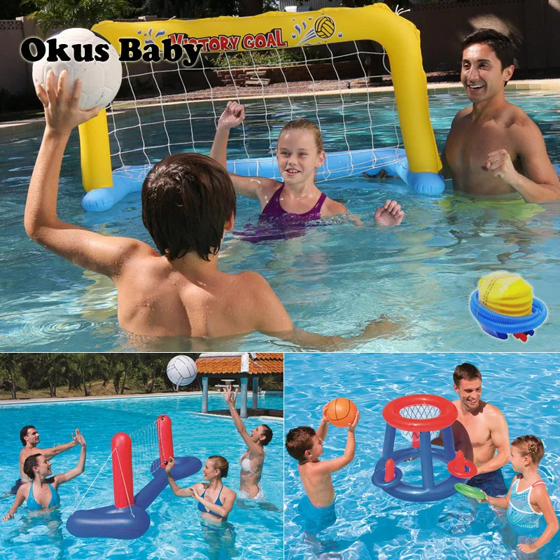 Summer Beach Toys Adult Children Family Swimming Pool Water Inflatable Volleyball Basketball Handball Goal Water Sports Game