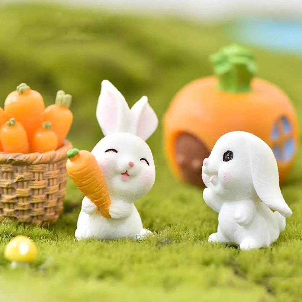 

Crafts Cute DIY Rabbit Home Decor Resin Craft Fairy Garden Small Statue Bunny Ornaments Miniatures Figurine Cake Decoration