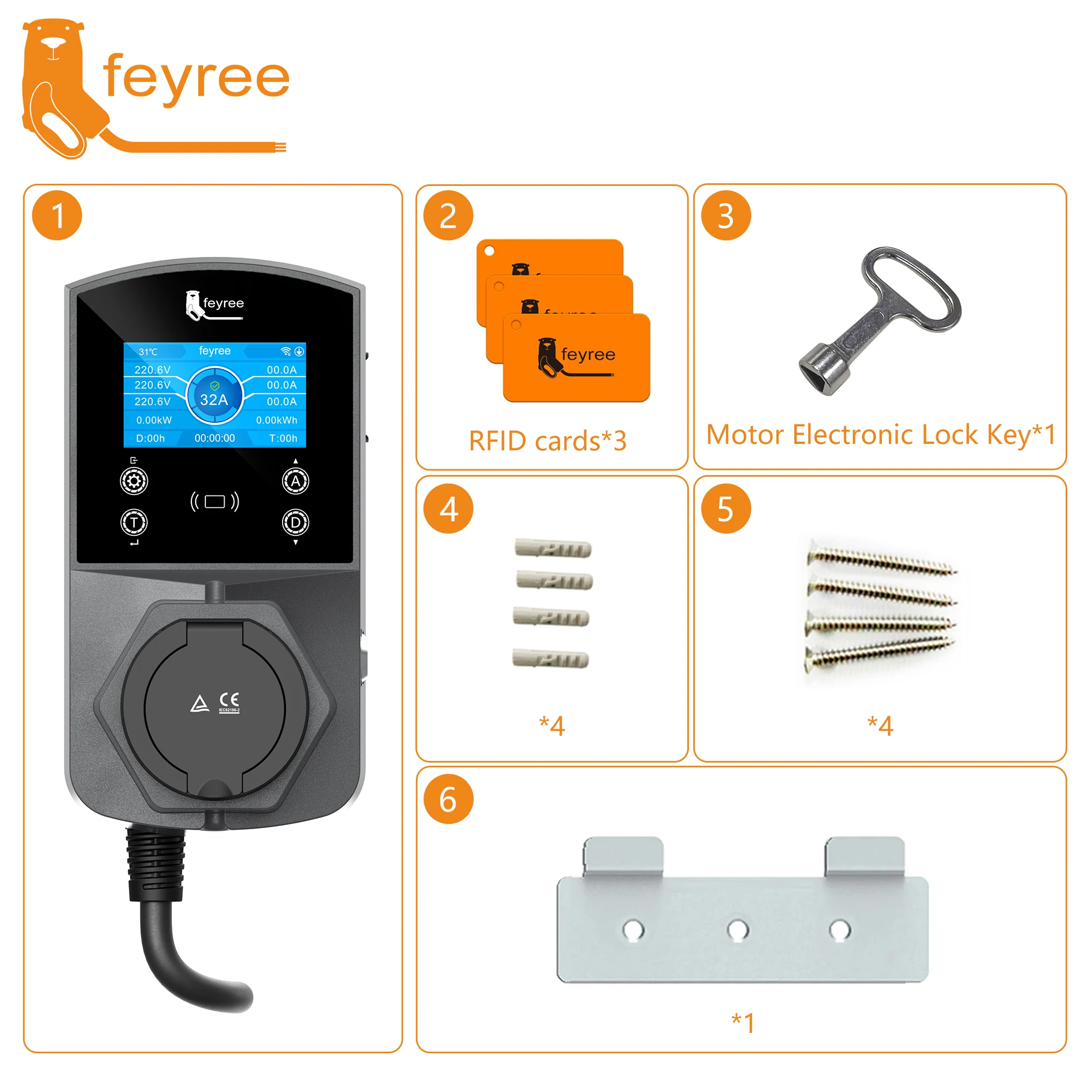 Feyree 22kW Typ2 EV-Ladegerät, Smarte Elektroauto-Ladestation für TS-NACS Typ1 GB/T Stecker, EVSE Wallbox mit WIFI-App-Steuerung – Detail 26