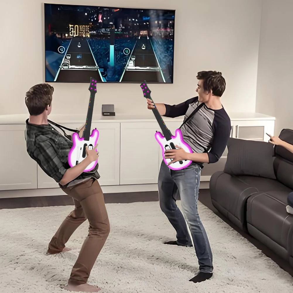Wireless Guitar Controller Console Remote Joystick RGB Guitar Handle Game for Wii Hero and Rock Band Games