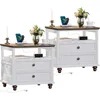 Nightstand Set of 2 with Charging Station, 24" Wide End Table with 2 Drawers, Dresser for Bedroom, Nightstands 1